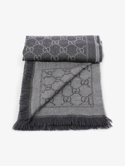 Gucci GG Jacquard Scarf Grey Wool