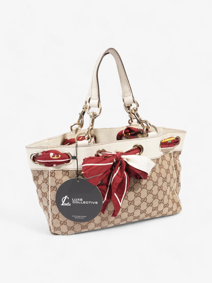 Gucci Positano Scarf Tote Beige And Ebony GG Supreme Canvas