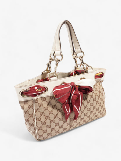 Gucci Positano Scarf Tote Beige And Ebony GG Supreme Canvas