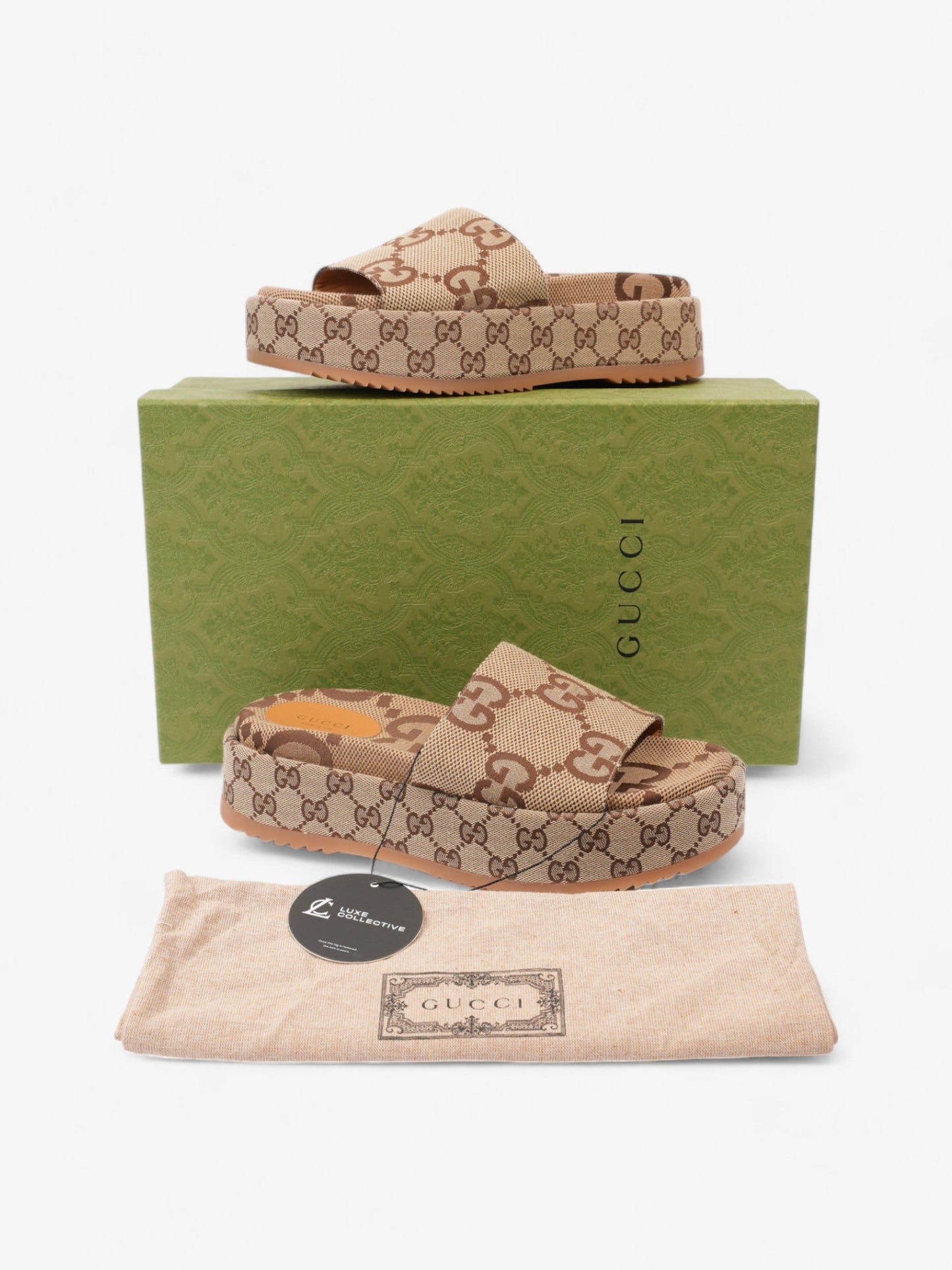 Gucci GG Platform Slides Beige  Canvas EU 39.5 UK 6.5