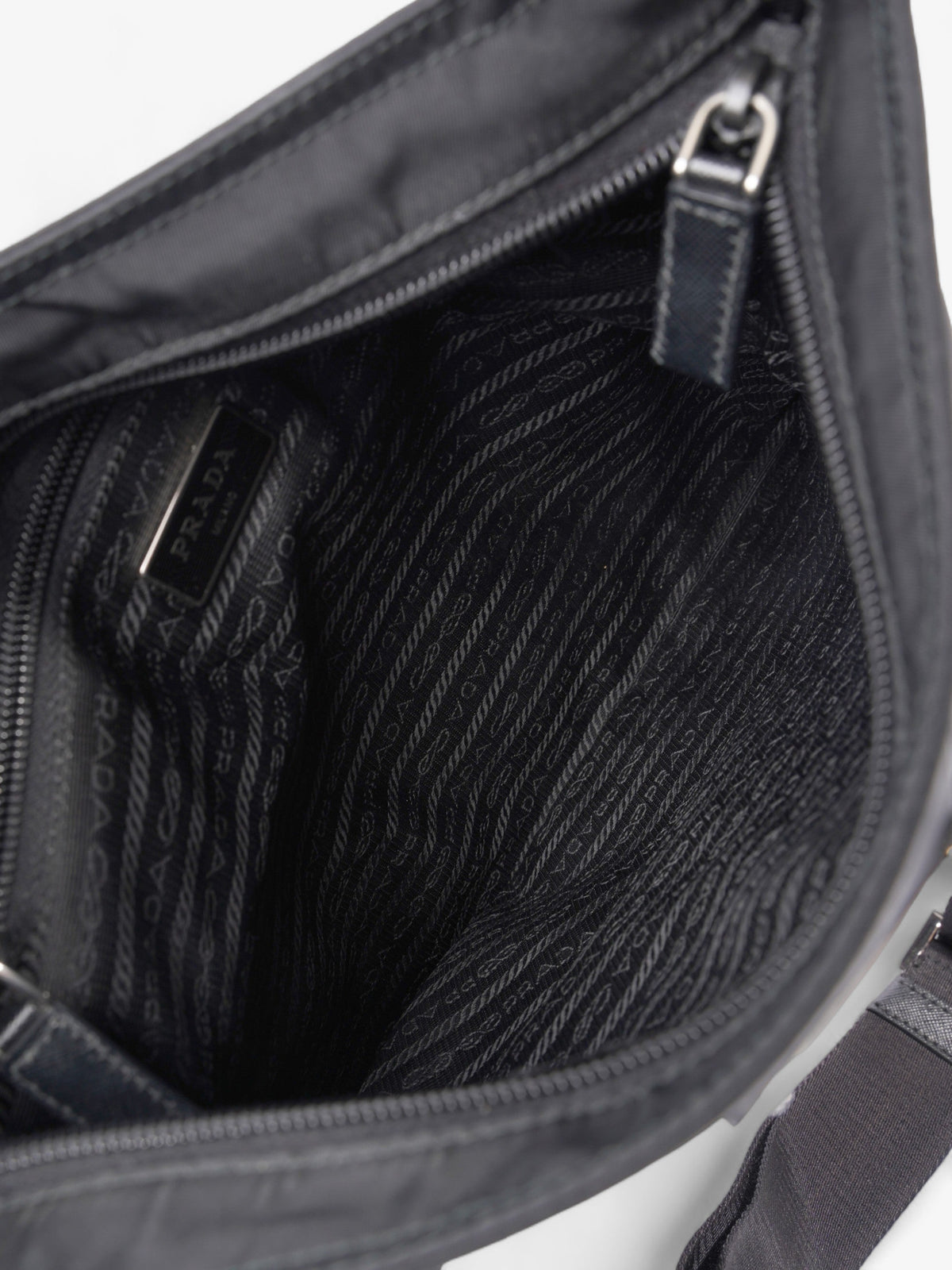 Prada Front Pocket Messenger Bag Black Nylon Medium
