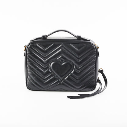 Gucci Matelasse Sylvie Small GG Marmont Top Handle Black