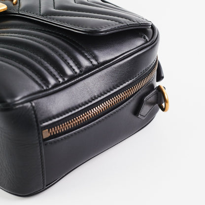 Gucci Matelasse Sylvie Small GG Marmont Top Handle Black