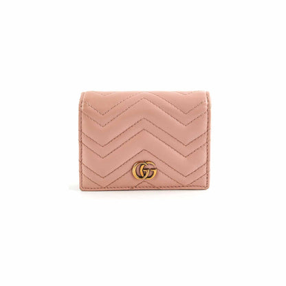 Gucci GG Marmont Card Case Wallet Dusty Pink