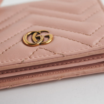 Gucci GG Marmont Card Case Wallet Dusty Pink