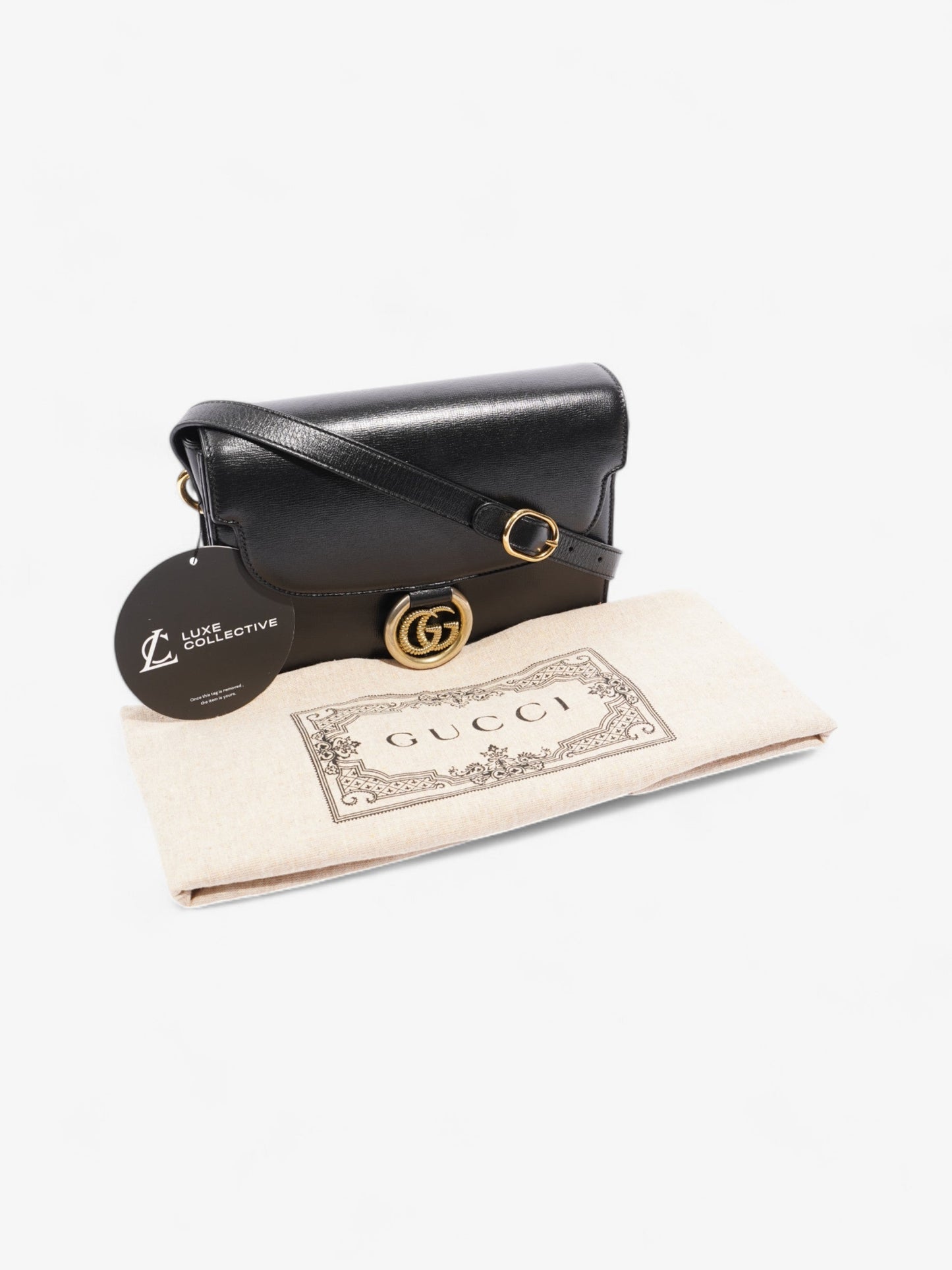Gucci Torchon GG Ring Black Calfskin Leather Small
