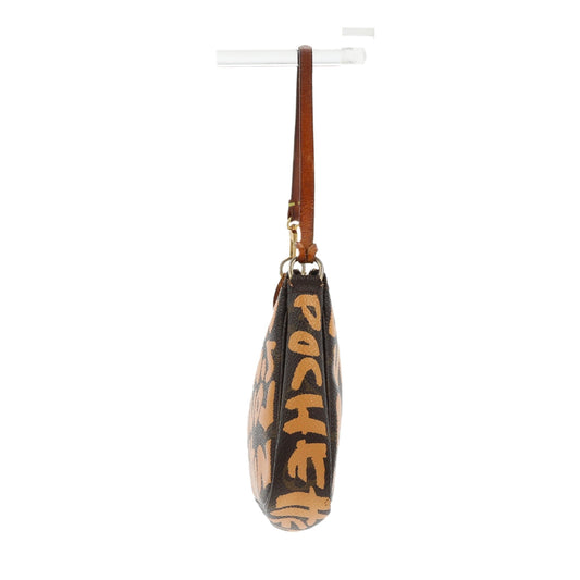 LOUIS VUITTON X Stephen Sprouse Limited Edition Graffiti Pochette Accessorie bag in brown canvas