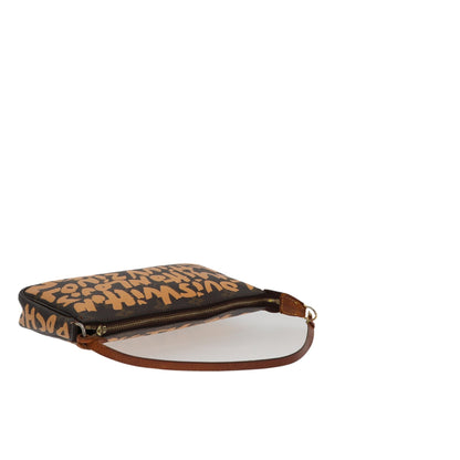 LOUIS VUITTON X Stephen Sprouse Limited Edition Graffiti Pochette Accessorie bag in brown canvas