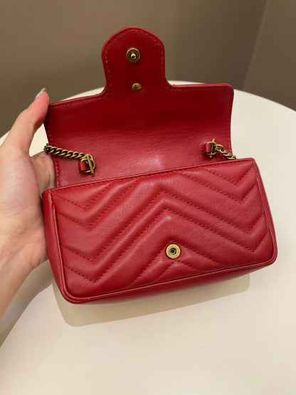 Gucci Marmont Extra Mini Red Lambskin