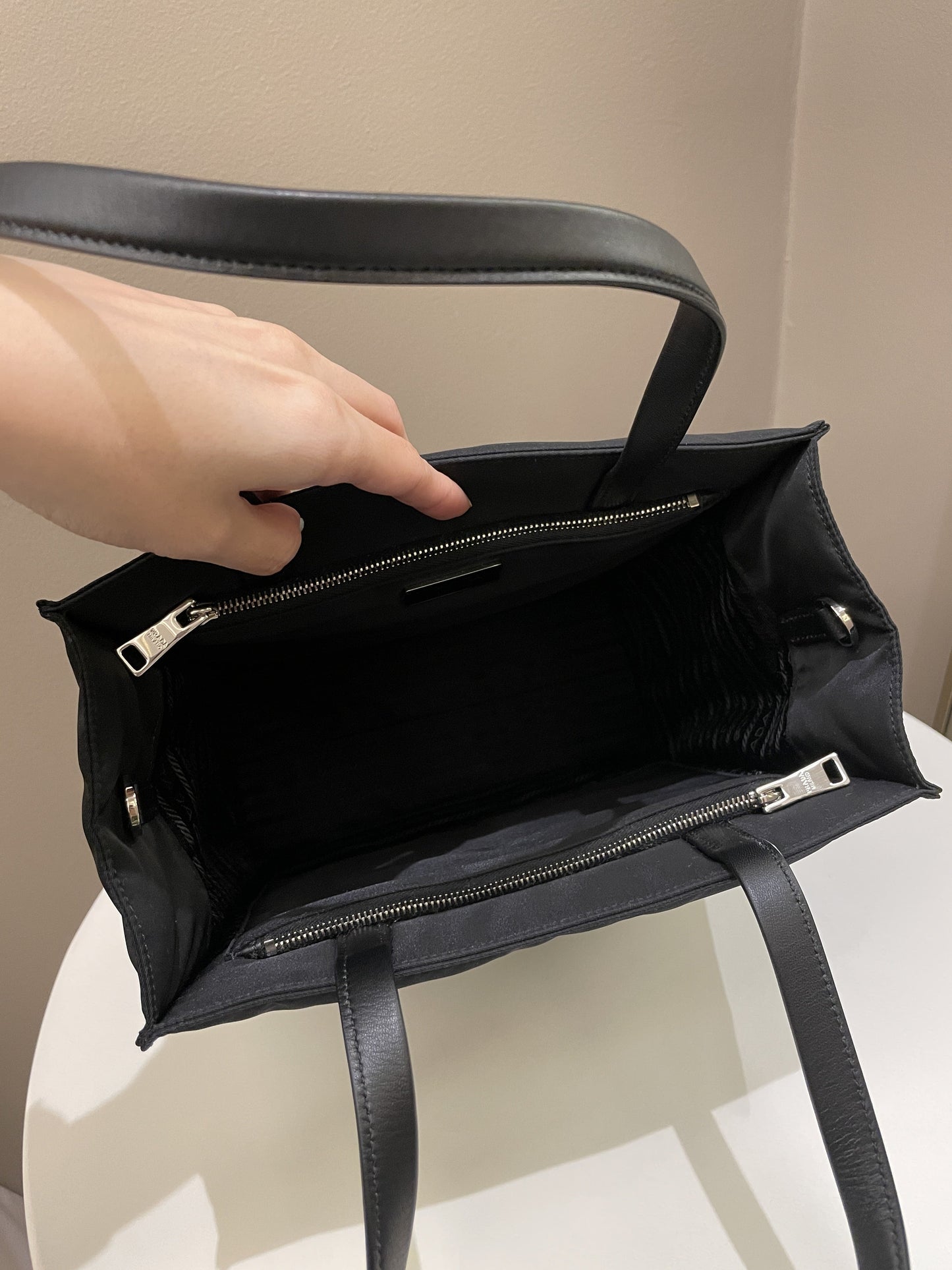 Prada Padded Two Way Shopper Tote Black Nylon