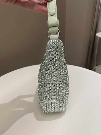 Prada Triangular Crystal Auqa Green