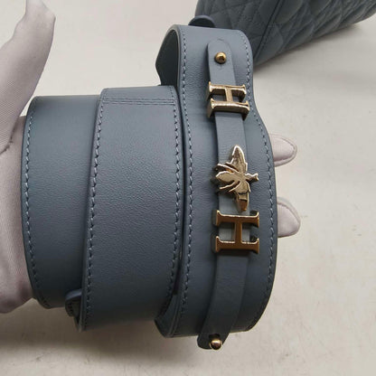 Pre-owned Certified Dior MyABC Dior Small Sky Blue Lambskin Golden Hardware and Blue Charms, Full Set