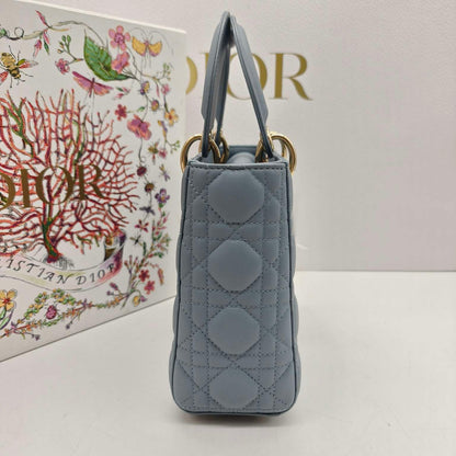 Pre-owned Certified Dior MyABC Dior Small Sky Blue Lambskin Golden Hardware and Blue Charms, Full Set