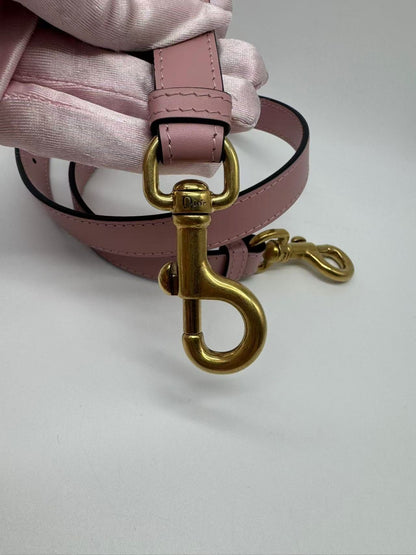 Pre-owned Certified Dior Saddle Bag Sakura Pink Smooth Calfskin with Leather CD logo and Golden Hardware, 2023 New Model, w/ strap, dust bag