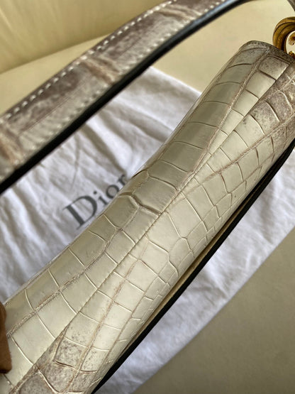 Pre-owned Certified Dior Saddle Bag in Natural Alligator Himalayan with Golden Hardware, 2019, w/ dust bag, box
