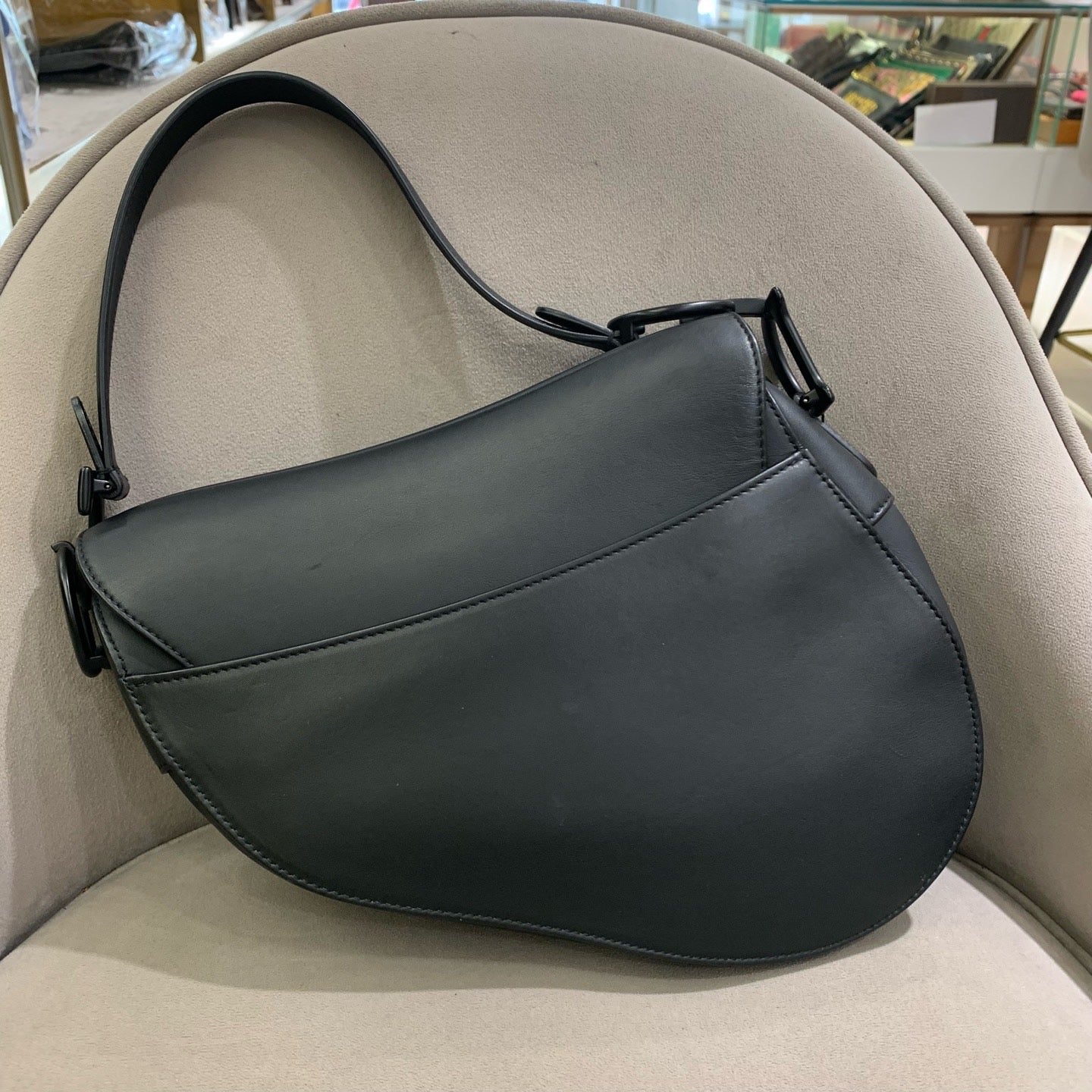 Pre-owned Certified Dior Saddle Medium So Black Matte Calfskin, 2022, w/ dust bag