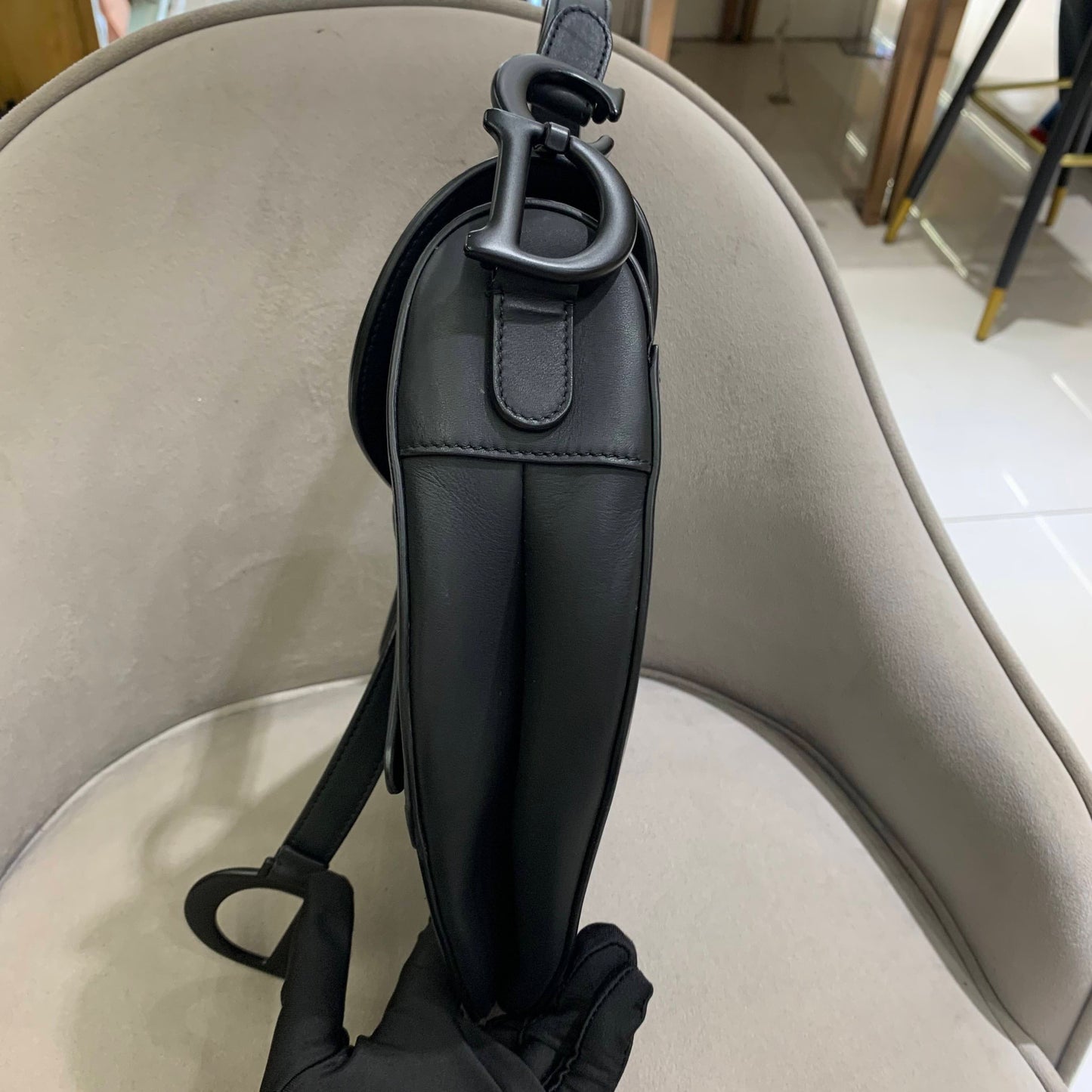 Pre-owned Certified Dior Saddle Medium So Black Matte Calfskin, 2022, w/ dust bag