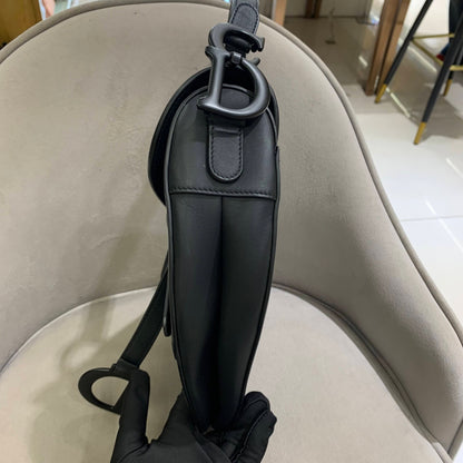 Pre-owned Certified Dior Saddle Medium So Black Matte Calfskin, 2022, w/ dust bag