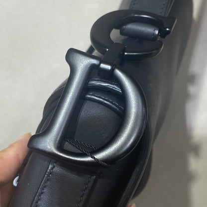 Pre-owned Certified Dior Saddle Medium So Black Matte Calfskin, 2022, w/ dust bag