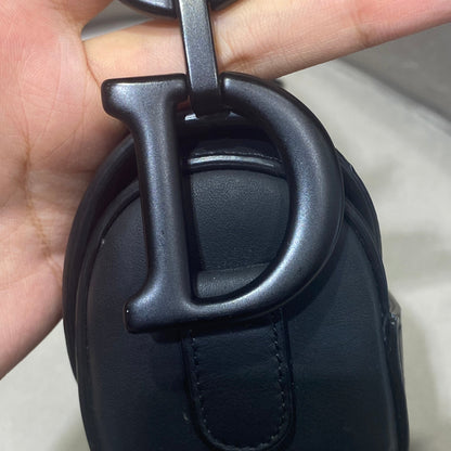 Pre-owned Certified Dior Saddle Medium So Black Matte Calfskin, 2022, w/ dust bag