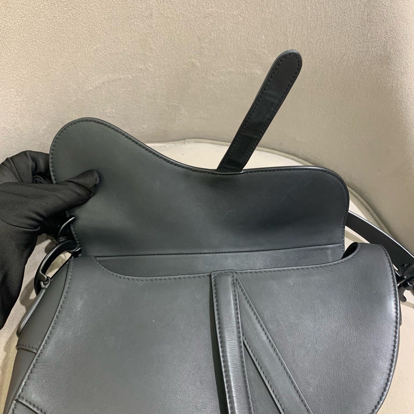 Pre-owned Certified Dior Saddle Medium So Black Matte Calfskin, 2022, w/ dust bag