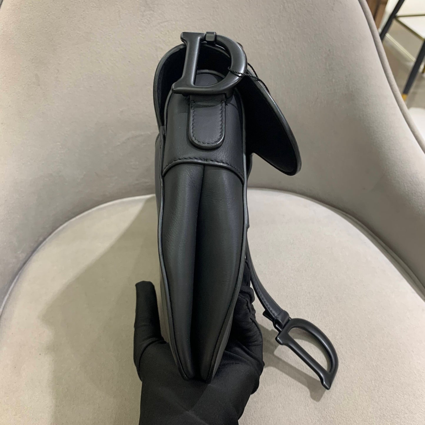 Pre-owned Certified Dior Saddle Medium So Black Matte Calfskin, 2022, w/ dust bag