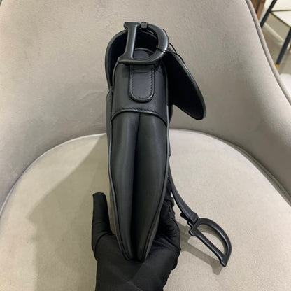 Pre-owned Certified Dior Saddle Medium So Black Matte Calfskin, 2022, w/ dust bag