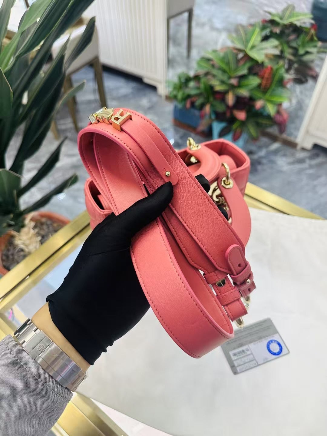 Pre-owned Certified Dior Small MyABC Lady Dior Lipstick Pink Lambskin Golden Hardware, 2020, w/ strap, Dior Card and dust bag