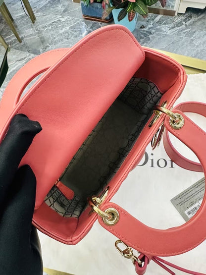 Pre-owned Certified Dior Small MyABC Lady Dior Lipstick Pink Lambskin Golden Hardware, 2020, w/ strap, Dior Card and dust bag
