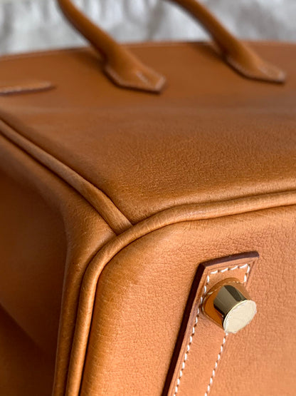 Pre-owned Certified Hermes Birkin 25 in 1H Toffee Peau Porc Pigskin with Golden Hardware, 2022, w/ Full Set