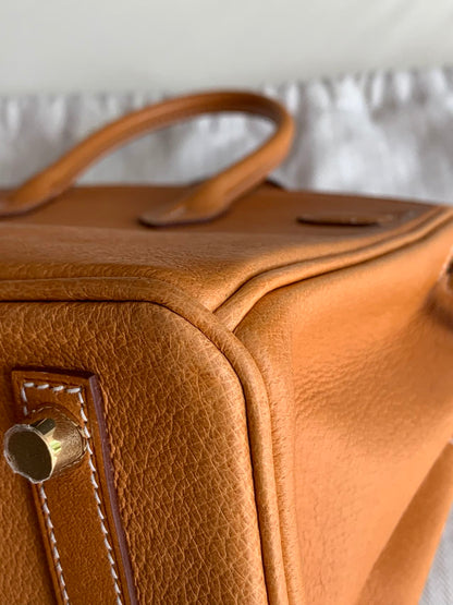 Pre-owned Certified Hermes Birkin 25 in 1H Toffee Peau Porc Pigskin with Golden Hardware, 2022, w/ Full Set