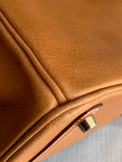Pre-owned Certified Hermes Birkin 25 in 1H Toffee Peau Porc Pigskin with Golden Hardware, 2022, w/ Full Set