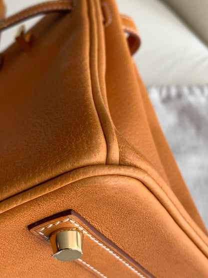 Pre-owned Certified Hermes Birkin 25 in 1H Toffee Peau Porc Pigskin with Golden Hardware, 2022, w/ Full Set