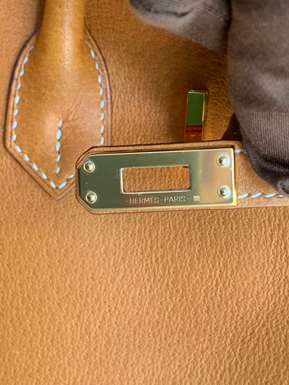 Pre-owned Certified Hermes Birkin 25 in 1H Toffee Peau Porc Pigskin with Golden Hardware, 2022, w/ Full Set