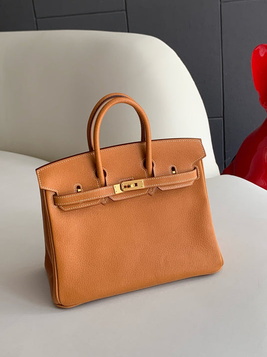 Pre-owned Certified Hermes Birkin 25 in 1H Toffee Peau Porc Pigskin with Golden Hardware, 2022, w/ Full Set