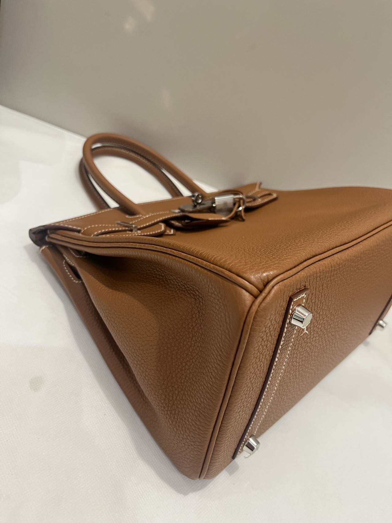 Pre-owned Certified Hermes Birkin 30 Golden Brown Togo Leather with Palladium Hardware, 2018 (C), w/ Full set