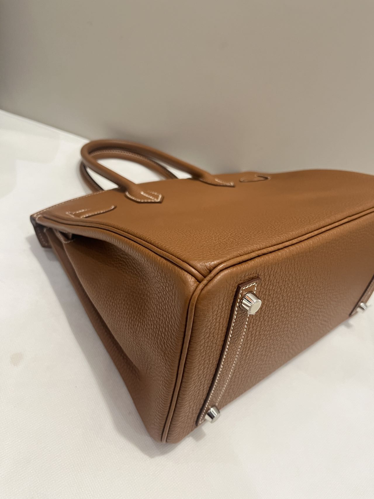 Pre-owned Certified Hermes Birkin 30 Golden Brown Togo Leather with Palladium Hardware, 2018 (C), w/ Full set