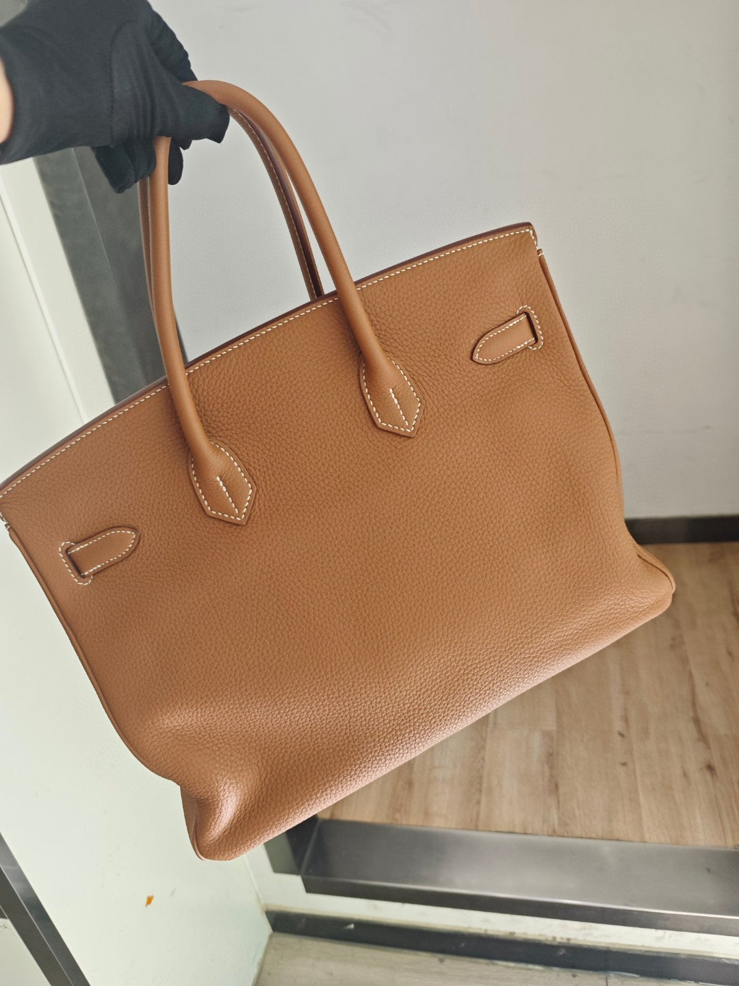 Pre-owned Certified Hermes Birkin 35 Golden Brown Togo with Golden Hardware, 2013 (Q), w/ lock&key, dust bag