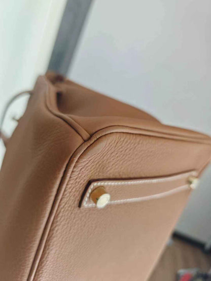 Pre-owned Certified Hermes Birkin 35 Golden Brown Togo with Golden Hardware, 2013 (Q), w/ lock&key, dust bag