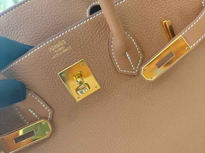 Pre-owned Certified Hermes Birkin 35 Golden Brown Togo with Golden Hardware, 2013 (Q), w/ lock&key, dust bag