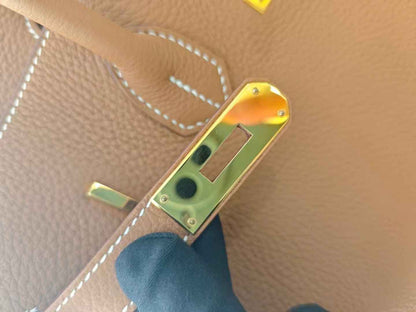 Pre-owned Certified Hermes Birkin 35 Golden Brown Togo with Golden Hardware, 2013 (Q), w/ lock&key, dust bag