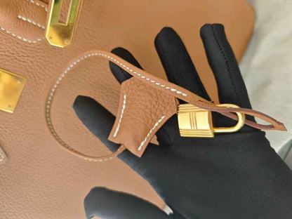 Pre-owned Certified Hermes Birkin 35 Golden Brown Togo with Golden Hardware, 2013 (Q), w/ lock&key, dust bag