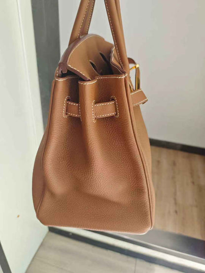 Pre-owned Certified Hermes Birkin 35 Golden Brown Togo with Golden Hardware, 2013 (Q), w/ lock&key, dust bag