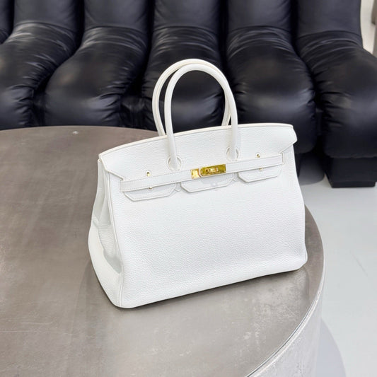 Pre-owned Certified Hermes Birkin 35 in Blanc Togo Leather with Golden Hardware, 2011, w/ lock & key, dust bag
