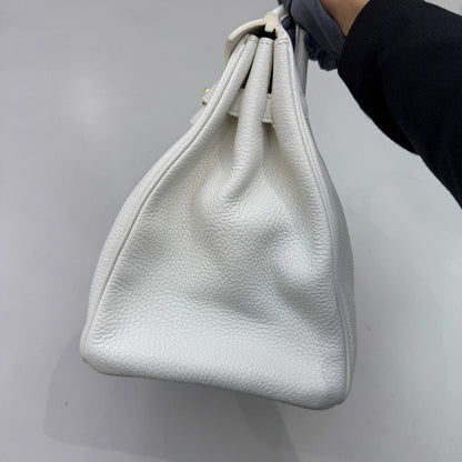Pre-owned Certified Hermes Birkin 35 in Blanc Togo Leather with Golden Hardware, 2011, w/ lock & key, dust bag