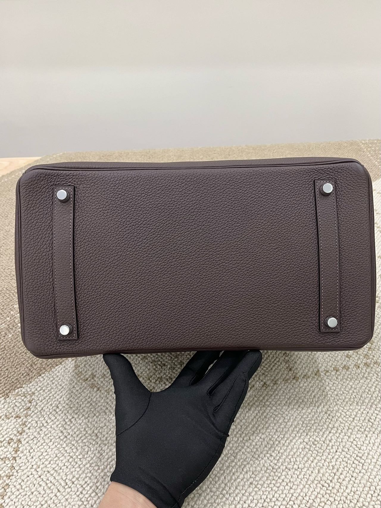 Pre-owned Certified Hermes Birkin 35 in Ebene Togo Leather with Silver Hardware, 2019, w/ full set