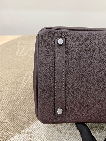 Pre-owned Certified Hermes Birkin 35 in Ebene Togo Leather with Silver Hardware, 2019, w/ full set