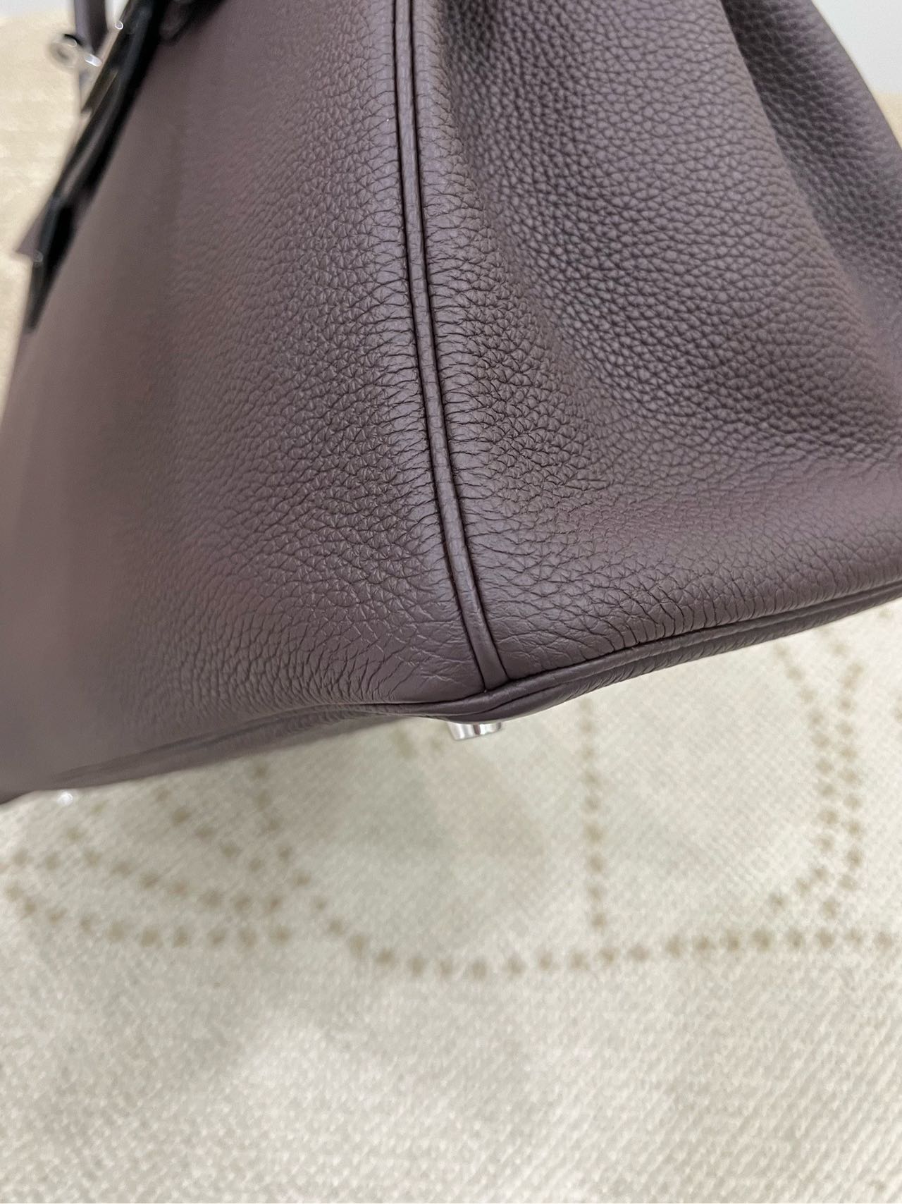 Pre-owned Certified Hermes Birkin 35 in Ebene Togo Leather with Silver Hardware, 2019, w/ full set