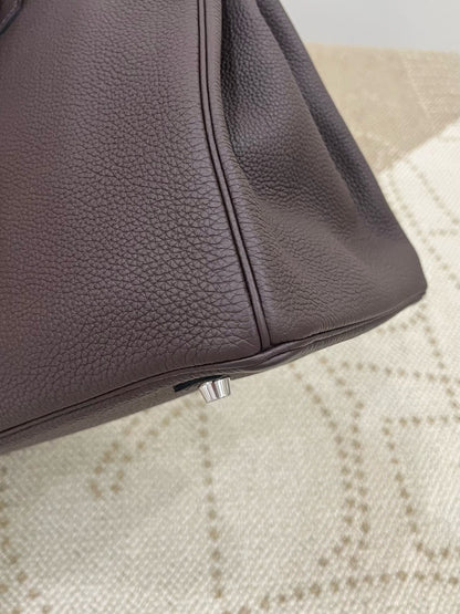Pre-owned Certified Hermes Birkin 35 in Ebene Togo Leather with Silver Hardware, 2019, w/ full set