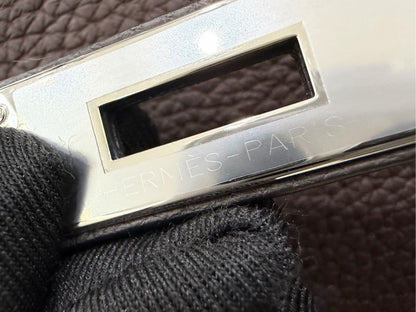 Pre-owned Certified Hermes Birkin 35 in Ebene Togo Leather with Silver Hardware, 2019, w/ full set